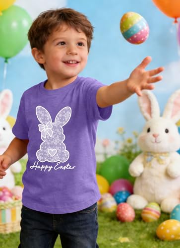 Image of Ithalt Kids Easter Shirts for Girls Cute Bunny Graphic Tshirt Easter Long Sleeve Tops 5-14y