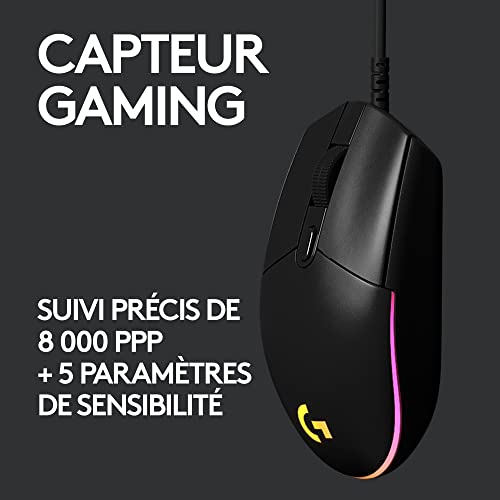 Logitech G203 LIGHTSYNC USB Souris Gaming avec Éclairage RVB Personnalisable, 6 Boutons Programmables, Capteur Niveau Gaming, 8 000 PPP, Ultra-Léger - Noire – Image 4
