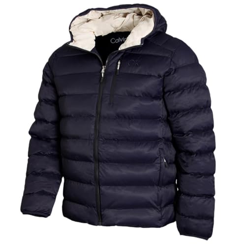 Calvin Klein Veste matelassée en jacquard tissé San Gabriel pour homme 2024, Bleu marine (Dark Parchemin), L