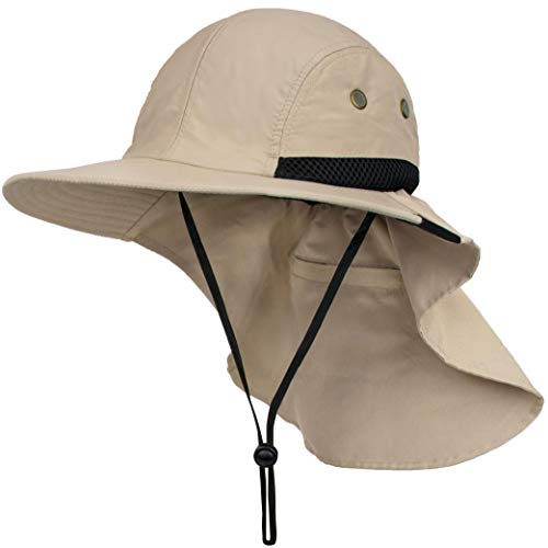 Fishing Hat with Neck Flap, Sun Protection Hiking Hat for Men Women Safari