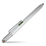 BoxWave Universal EverTouch Builder Stylus, Fiber Tip Stylus - Built in Level, Ballpoint, Rule - Metallic Silver, Stylus Pen for Smartphones and Tablets