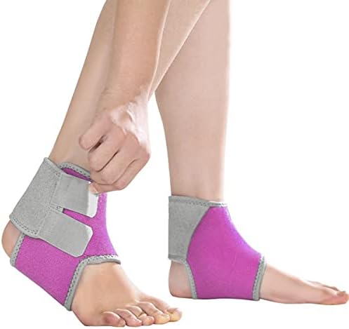 A Pair Kids Child Adjustable Nonslip Ankle Tendon Compression Brace Sports Dance Foot Support Stabilizer Wraps Protector Guard for Injury Prevention & Protection for Sprains, Sore or Weak Ankles (Small (Pack of 2), Hot Pink)