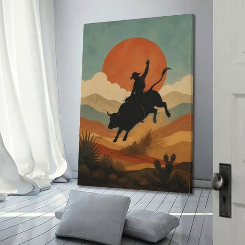 Décoration murale Southwestern grand poster moderne de rodéo 50 x 75