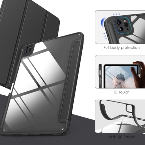 Image of LIRAMARK Smart Case for Apple iPad Pro 11 inch 2022 /2021 /2020 4th /3rd Generation [Auto Sleep /Wake Cover] [Pencil Holder] [Soft Flexible Case Cover] Evo Series - Black