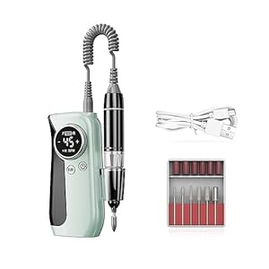 Nail Grinding Machine 45000RPM Nail Drill Electric Manicure Machine with LCD Display, Professional Cordles Nail File Kit for Nail Equipment for DIY Home or Salon Mani-Pedis