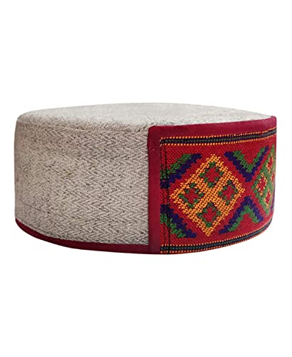 Image of Vastraa Fusion Himachali Topi for Men | Nepali Headwear | Traditional Kullu Cap | Pahadi Topi | Kashmiri Hat | Wool Handcrafted Ethnic Wear