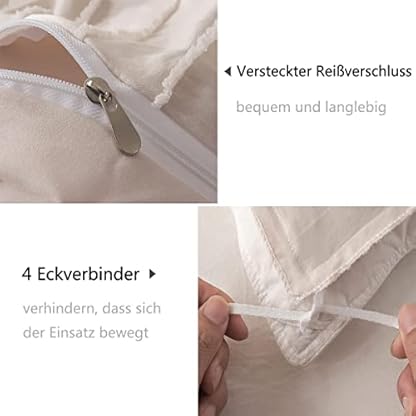 Nyescasa Beige Bettwäsche 135x200 cm Boho Getuftet Gestreift Streifen Wendebettwäsche Set Mädchen Bohemian Mikrofaser Bettbezug mit Reißverschluss und Kissenbezug 80x80 cm – Bild 7
