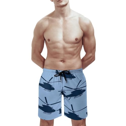 Helicopter Mens Swim Trunks with Mesh Lining Stretch Swimming Shorts Quick Dry with Pockets for Beach2