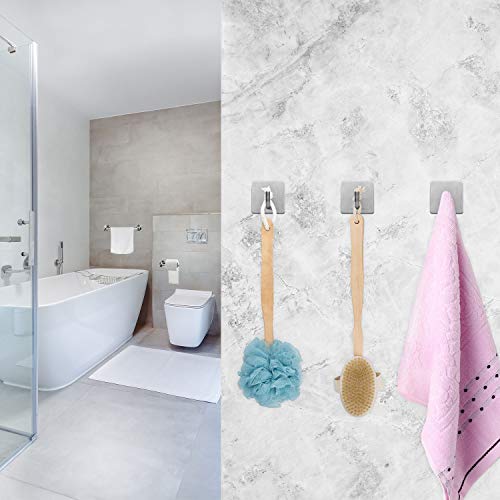 EAONE 7 Pieces Bathroom Hardware Accessory Set, 304 Stainless Steel Wall Mounted Towel Bar Toilet Paper Holder Towel Ring Holder and Adhesive Hooks, Brushed Nickel