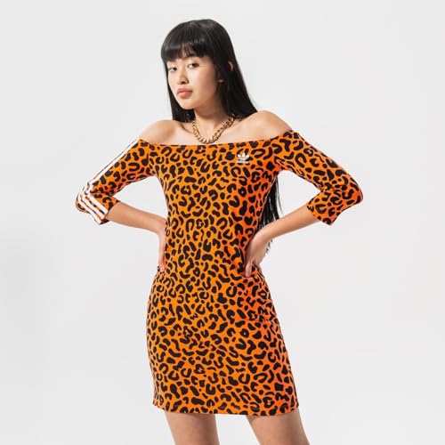 adidas Originals Womens Leopard Print Dress, Orange/Black, Large2