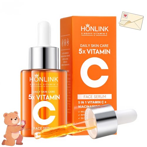Vitamin C Face Serum & Essence by HONLINK, 5X Vitamin C with Niacinamide & Hyaluronic Acid,...