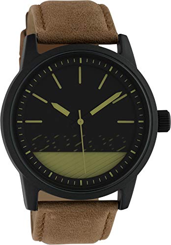 Preisvergleich Produktbild Oozoo Modische Herrenuhr mit Lederband Quarz 43 MM Schwarz / Braun C10309