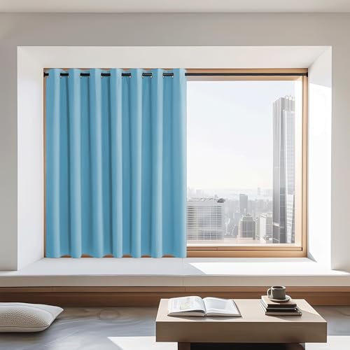 NICETOWN Blackout Curtains 72 inches Long, Grommet Privacy Window Treatment Thermal Insulated Room Darkening Sliding Glass Door Drape for Bedroom Living Room, 1 Panel, W100 x L72, Teal Blue