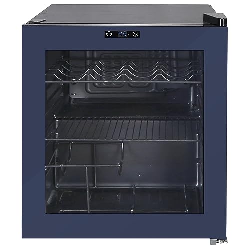 West Bend Beverage Cooler Refrigerator 15 Wine Bottle/60 Can Capacity, Glass Door, 17-Inch Wide Freestanding, Adjustable Thermostat Control, 1.6-Cu.Ft, Burgundy