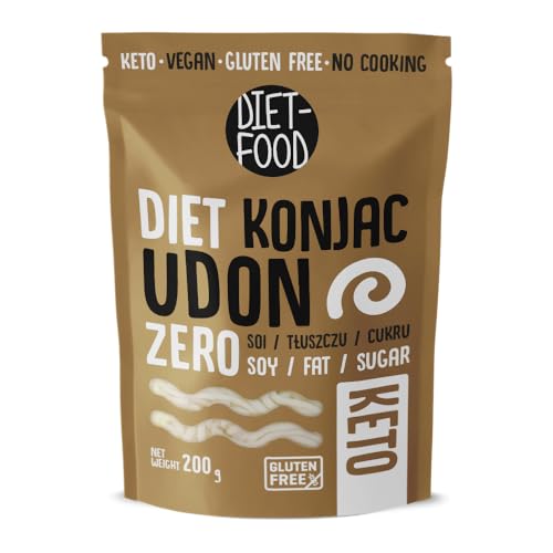 DIET-FOOD Udon Konjak Nudeln - Glutenfreie Kalorienarme Asia Nudel - Low Carb Keto Noodles - Vegan Halal Aus Konjakmehl - Shirataki Glutenfreie Nudeln - Suppennudel Spaghettinudeln