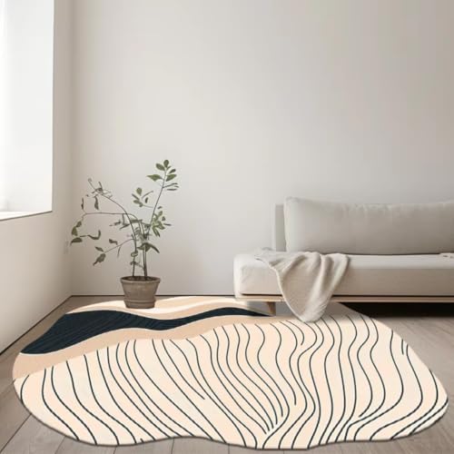 Tapis moderne minimaliste irrégulier lavable pour solutionner l'entretien des grands salons - 2