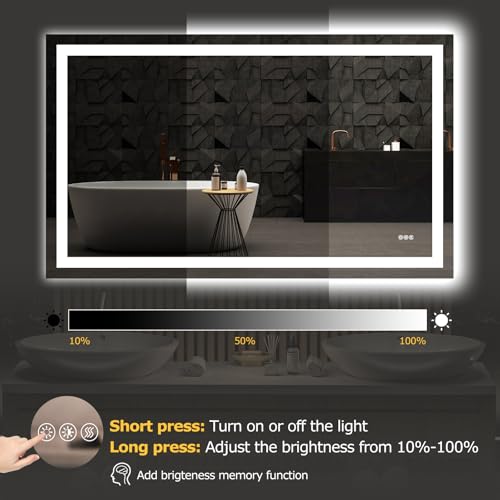 Image of Hivone 60 inchX36 inch LED Bathroom Mirror with Lights, UL Listed