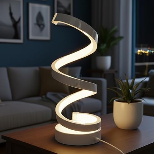 Luminária Espiral LED Abajur Moderno de Mesa, Design Decorativo, ...
