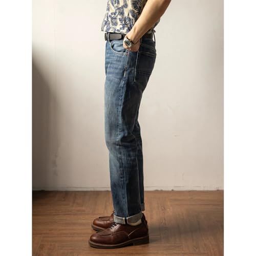 Red Tornado Light Wash Slim Straight 16oz Selvedge Denim Pants3