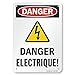 SmartSign 10 x 7 inch â€œDanger - Electriqueâ€ Bilingual OSHA Metal Sign, Screen Printed, 40 mil Laminated Rustproof Aluminum, Multicolor