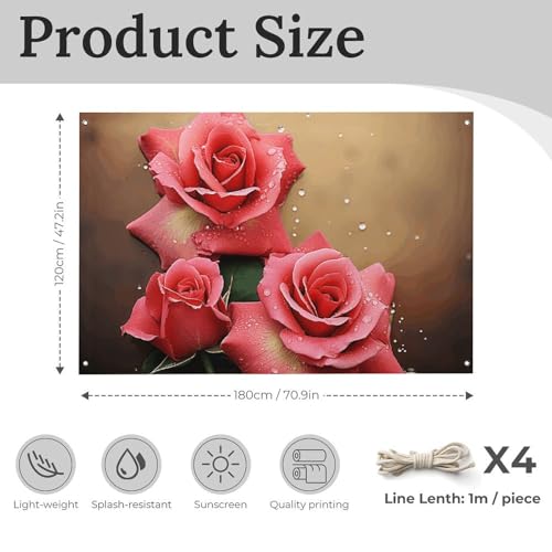 Drapeau roses durable en polyester de haute densité résistant au vent - 3