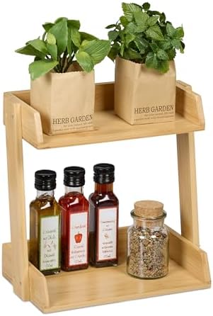 Relaxdays Ètagère à épices, 2 étages, en Bambou, HxLxP : 27 x 27,...