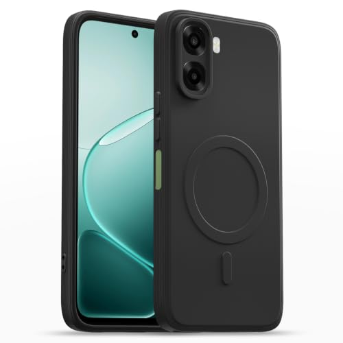 Image of Outlouders Back Cover for Oppo A6X 5G Soft Matte Silicone Cover with Slim Fit | Mag-Safe Logo (Not Mag-Safe Compatible) | Shockproof | Camera Protection Bumper Case (Black)