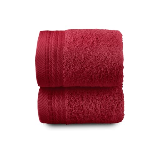 Top Towel - Premium - Large Bath Towels - Bath Towels - 2 Face Towels or Bidet -30x50cm - 100% Cotton - 600g - Maroon