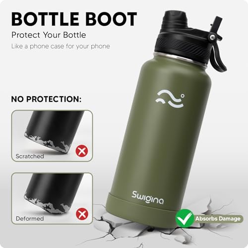 Image of Swigina Insulated Water Bottle with Boot (Keep 36 hrs Cold) BPA Free, 32 oz