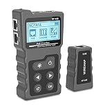 VXSCAN Network Cable Tester, NF-488 POE Ethernet Cable Tester for Power Over Ethernet, Advanced Cable Tester for LAN CAT5 CAT6 Ethernet Cable Tracker， DC Power, Switch Loop-Back Test, Black