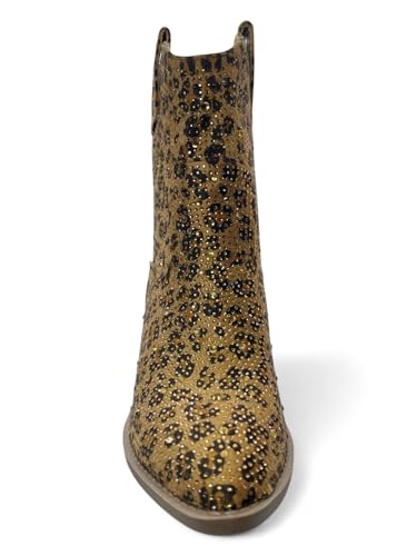 Image of ABSOLEX Women Western Cowgirl Cowboy Pointed Toe Rhinestone Ankle Booties | Casual Boots