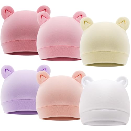 Image of AQOKKA Newborn Baby Hat for Girl Boy Unisex Soft Knit Beanie Caps Newborn Hospital Hat for Infant Toddler Kid 0-6 Months