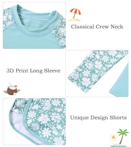 Image of Vogseek Girls Rash Guard Swimsuits 2 Piece Bathing Suit UPF 50+ Summer Swimwear Size 7-12T