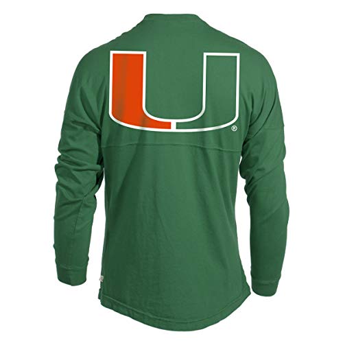 Official NCAA University of Miami Hurricanes The U UM U of M Canes Women's Long Sleeve Spirit Wear Jersey T-Shirt