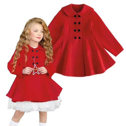 Simplee kids Girls Dress Coat Lapel Button Winter Jackets Coats Long Sleeve Outerwear with Pockets 4-14Years