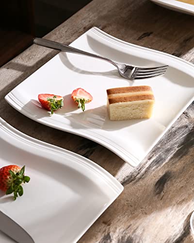 MALACASA Kuchenteller 6er Set 21 cm Frühstücksteller aus weißem Porzellan – Ansicht 5