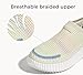 LUCKY STEP Platform Sneakers for Women Slip on Knit Chunky Fashion Casual Retro Braided Tennis Lightweight Walking Shoes(Blue/Beige Multi,11)