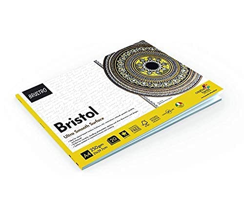 Image of Brustro Ultra Smooth Bristol A3 Size Sheets, 250 GSM (Pack of 10 + 2 Free Sheets) & BRUSTRO Bristol Ultra Smooth Glued Pad 250 GSM A4-20 Sheets