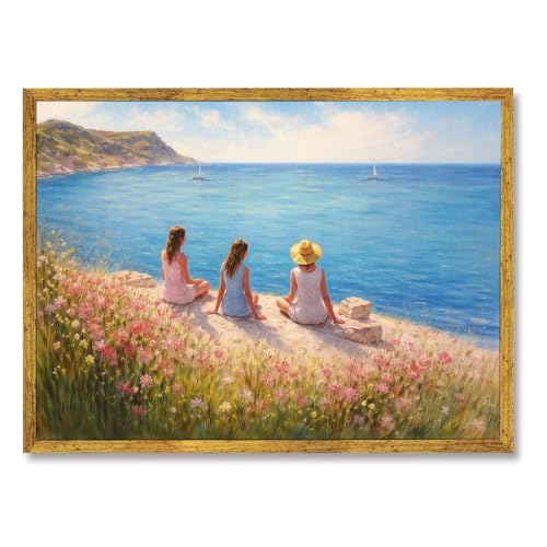 Framed Coastal Summer Seaside Poster Canvas Print Art Vintage Contemporary