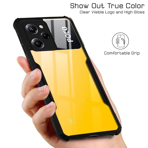 Image of Jkobi Back Case Cover for Poco X5 Pro 5G (Shockproof with Polycarbonate Clear Panel | Professional Black)