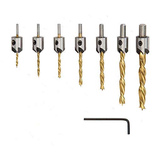 GORCHEN Countersink Drill Bit Kit Set Woodworking Screw Hole Cutter Assortment Quick Change Adjustable Depth