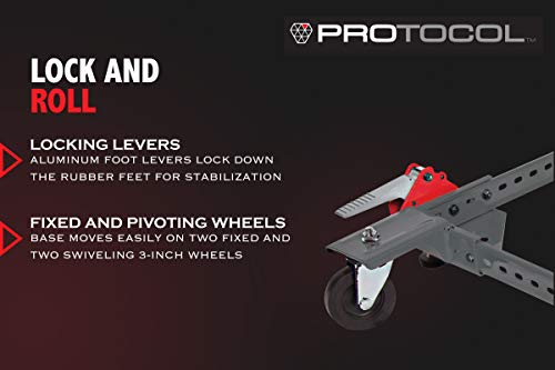 Protocol Equipment Universal Rolling Base For Large Power Tools And Machinery, Durable Steel Construction, Adjusts From 12 Inches To 33 Inches, Foot Levers Lock For Stability, 400 Lb. Capacity #TOP4