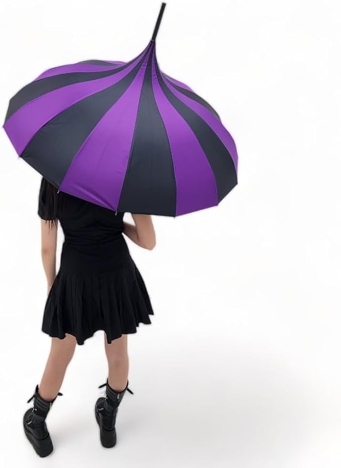 Miniatura 7 de Paraguas gótico de pagoda perfecto para lluvia o sol, ideal para vampiros, entusiastas del gótico y amantes del estilo único
