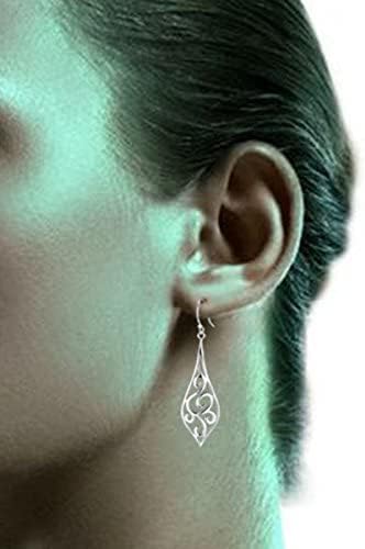 Sterling Silver Minimalist Design of Rattan & Leaf Dangle Drop Earrings TearDrop For Womens By Ganga Jewells - Image 6