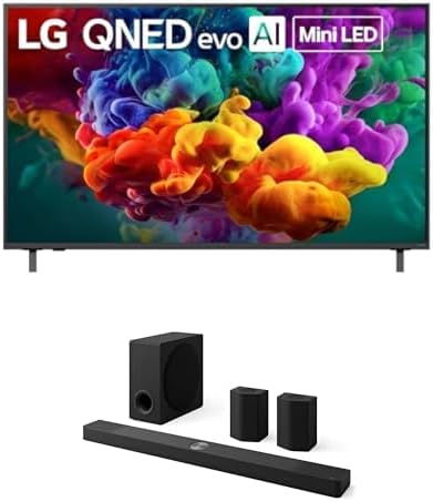 LG 55-Inch QNED evo QNED84B Mini LED 4K Smart TV (55QNED84BUA, 2026) Bundle S95AR 9.1.5-Ch Soundbar, Dolby Atmos, Dolby Vision, Wow Orchestra, Wireless Subwoofer, AI Room Calibration