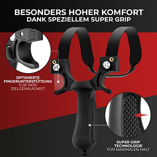 HITX® Zwille Steinschleuder Profi für Jagd | Super Grip Oberfläche | Slingshot Schleuder mit Gummiband Extra Stark… – Bild 3