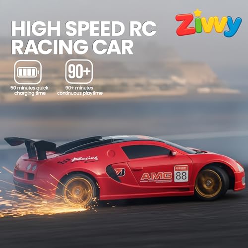 Image of Big Rechargeable Remote Control Car for Kids | 2.4GHz, LED Headlights, Spray Smoke,Up to 90 to 120 min Non-Stop Play Time, 150ft Remote Range, USB Charging, Anti-Skid Tyres, BIS Certified