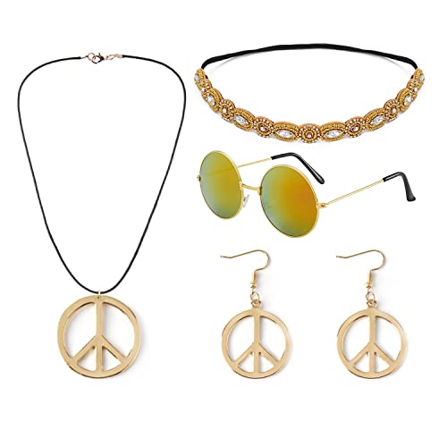 Gionforsy Hippie Costume Accessories Set 70S Costume 60S Outfits For Women Hippie Vest Set Halloween Costume (Brown, Large) #TOP1