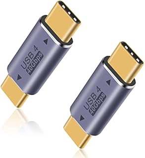 Duttek Adapter USB C męski na męski 40 Gpb, adapter USB typu C obsługuje szybkie ładowanie 8K przy 60 Hz i 100 W, adapter męski typu C na typ C kompatybilny z urządzeniami interfejsu Thunderbolt 3/4,