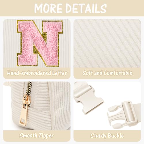 Image of Gitus Gifts for Teen Girls 10-12 12-14 14-16 16-18 Birthday Gifts for Girls Women Sister Teacher Initial Belt Bag Fanny Pack Crossbody Bags for Teen Girl Gifts Trendy Stuff Travel Essentials (Ivory-N)